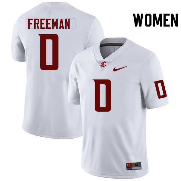 Women #0 Tony Freeman Washington State Cougars College Football Jerseys Stitched-White